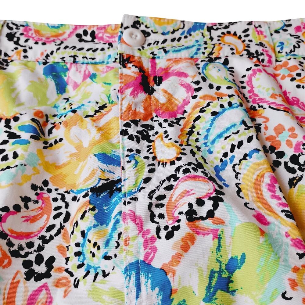 CJ Banks Women's 18W Plus Skorts White Bright Colors Floral Paisley Cottonblend - Picture 4 of 8